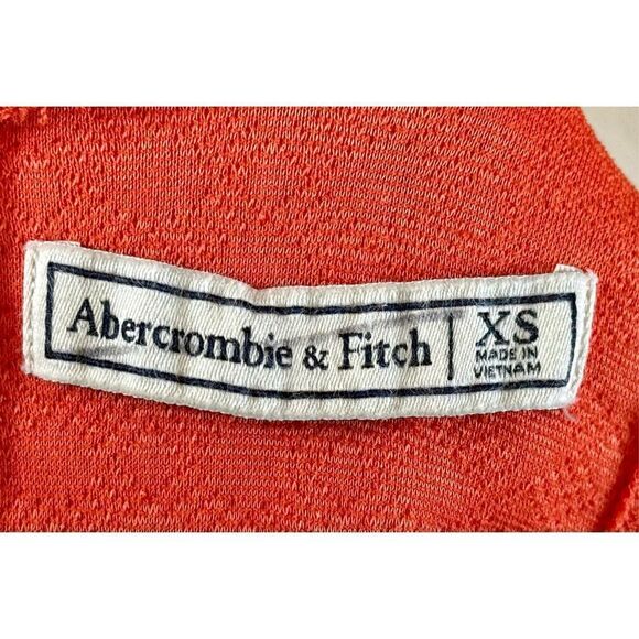 Abercrombie & Fitch Retro Textured Mock Neck Drop Waist Tangerine Mini Dress XS - Picture 5 of 10